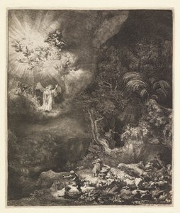 Zvěstování pastýřům od Rembrandt van Rijn