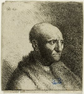 Plešatý muž v kožešinovém plášti: Poprsí od Rembrandt van Rijn