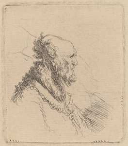 Holohlavý starý muž s krátkým plnovousem v profilu od Rembrandt van Rijn
