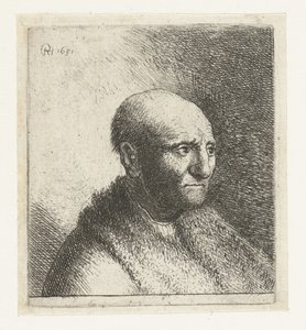 Plešatý muž v kožešinovém plášti: poprsí od Rembrandt van Rijn
