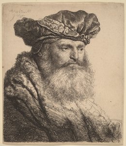 Vousatý muž v sametové čepici s klenotovou sponou od Rembrandt van Rijn