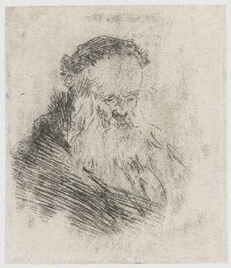 Vousatý starý muž s vysokým čelem od Rembrandt van Rijn