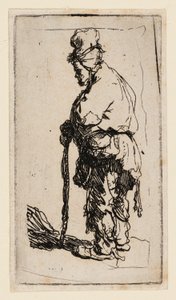 Žebrák opírající se o hůl, tváří vlevo od Rembrandt van Rijn