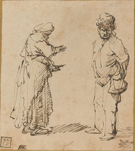 Žebrák a žena od Rembrandt van Rijn