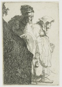 Žebrák a žena za bankou Žebrák a žena za bankou od Rembrandt van Rijn