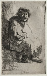 Žebrák sedící na břehu od Rembrandt van Rijn