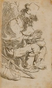 Žebrák si hřeje ruce od Rembrandt van Rijn