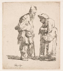 Rozhovor mezi žebrákem a žebračkou od Rembrandt van Rijn