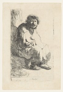Žebrák sedící na bance, 1630 od Rembrandt van Rijn