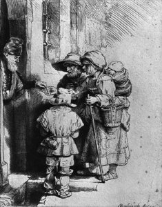 Žebráci na prahu domu, 1648 od Rembrandt van Rijn