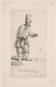 Sedlák opírající se o hůl od Rembrandt van Rijn