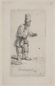 Sedlák opírající se o hůl od Rembrandt van Rijn