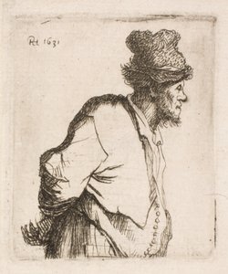 Rolník s rukama na zádech od Rembrandt van Rijn