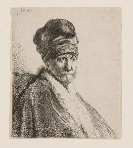 Busta muže s vysokou čepicí od Rembrandt van Rijn