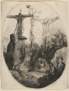Kristus ukřižovaný mezi dvěma zloději, oválný talíř, ca. 1641. od Rembrandt van Rijn