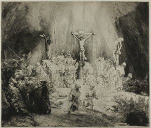 Kristus ukřižovaný mezi dvěma zloději: „Tři kříže“ od Rembrandt van Rijn