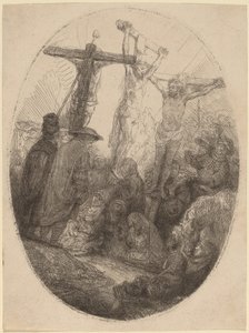 Kristus ukřižovaný mezi dvěma zloději: oválný talíř od Rembrandt van Rijn
