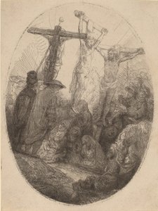 Kristus ukřižovaný mezi dvěma zloději: oválný talíř, c. 1641. od Rembrandt van Rijn