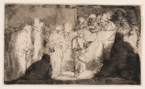 Kristus se hádal s doktory: Skica od Rembrandt van Rijn
