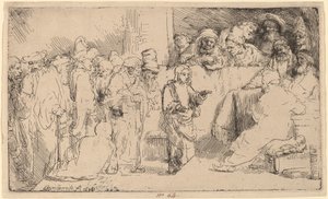 Christ Disputing with the Doctors: Skica od Rembrandt van Rijn