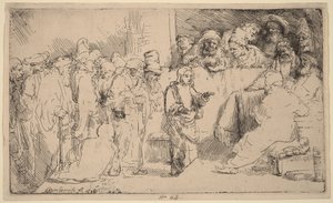 Kristus diskutuje s učenými: náčrt od Rembrandt van Rijn