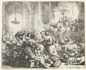 Kristus vyhání směnárníky (B.69; BB. 35-Bii) od Rembrandt van Rijn