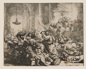 Kristus vyhání směnárníky z chrámu od Rembrandt van Rijn