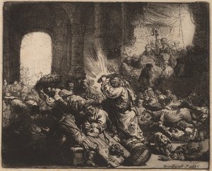 Kristus vyhání směnárníky z chrámu od Rembrandt van Rijn