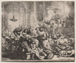 Kristus vyhání směnárníky z chrámu od Rembrandt van Rijn