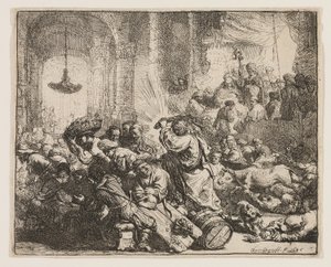Kristus vyhání směnárníky z chrámu od Rembrandt van Rijn