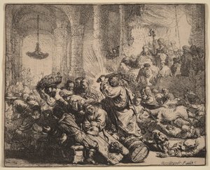 Kristus vyhání směnárníky z chrámu od Rembrandt van Rijn