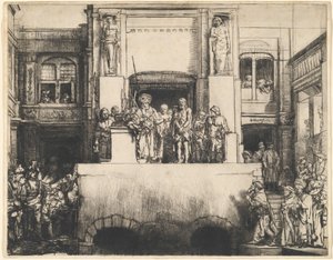 Kristus představený lidu: podlouhlý talíř od Rembrandt van Rijn
