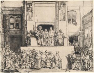 Kristus představený lidu: podlouhlý talíř od Rembrandt van Rijn