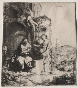 Kristus a žena Samaří mezi ruinami, 1634. od Rembrandt van Rijn