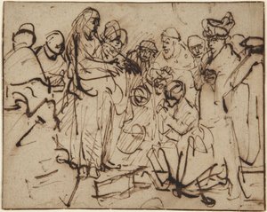Kristus a cizoložnice od Rembrandt van Rijn