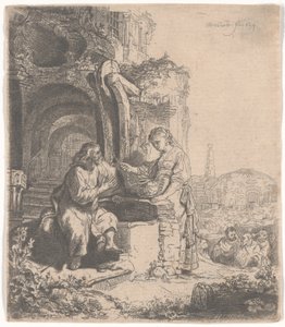 Kristus a žena Samaří mezi ruinami, 1634 od Rembrandt van Rijn