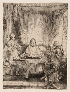 Kristus v Emauzích: Větší talíř od Rembrandt van Rijn
