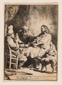 Kristus v Emauzích: Menší talíř od Rembrandt van Rijn