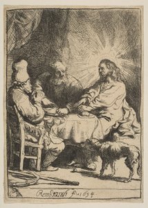 Kristus v Emauzích: Menší talíř, 1634. od Rembrandt van Rijn