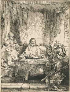 Kristus v Emauzích: Větší deska od Rembrandt van Rijn