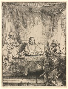 Kristus v Emauzích: větší obraz od Rembrandt van Rijn