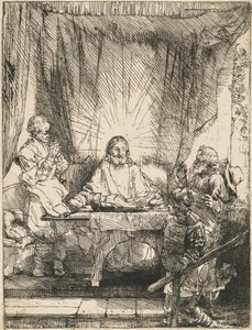 Kristus v Emauzích: větší obraz od Rembrandt van Rijn