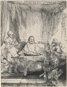 Kristus v Emauzích: větší obraz od Rembrandt van Rijn