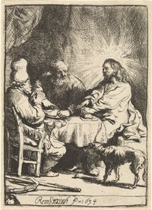 Kristus v Emauzích: Menší talíř od Rembrandt van Rijn