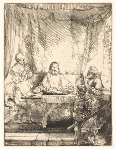 Kristus v Emauzích: větší talíř od Rembrandt van Rijn