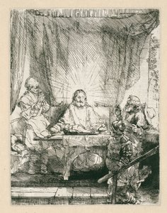 Kristus v Emauzích: větší talíř od Rembrandt van Rijn