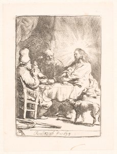 Kristus v Emauzích: menší talíř od Rembrandt van Rijn
