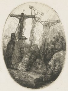 Kristus ukřižovaný mezi dvěma zloději: oválný talíř od Rembrandt van Rijn