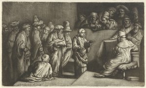 Kristus se hádal s doktory: skica od Rembrandt van Rijn