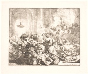 Kristus vyhání směnárníky z chrámu od Rembrandt van Rijn
